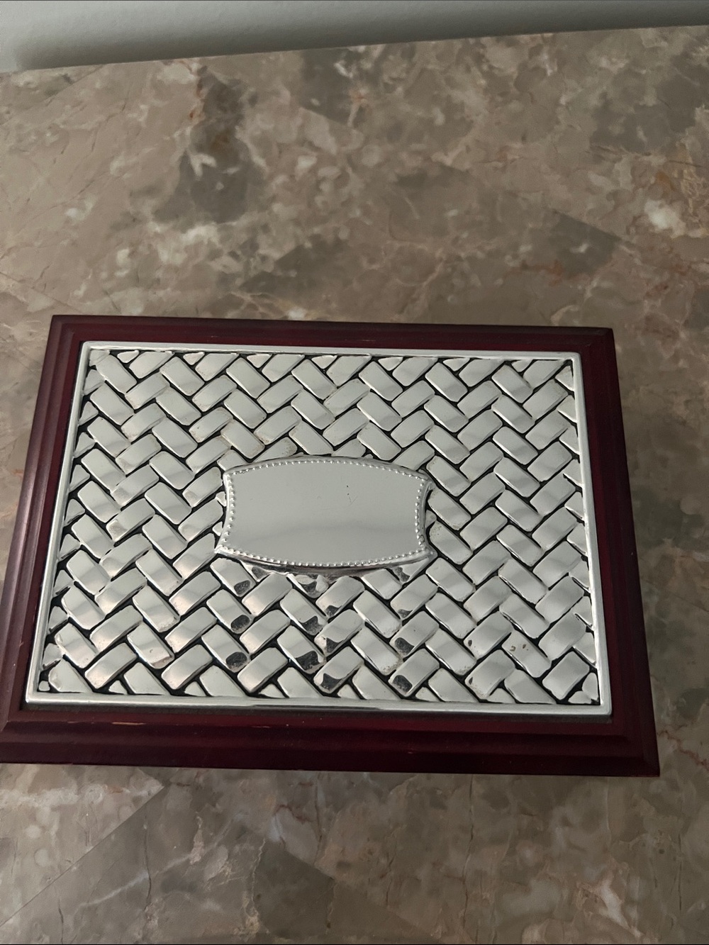 Wood and Silver Decorative Keepsake Box - Silver and Brown